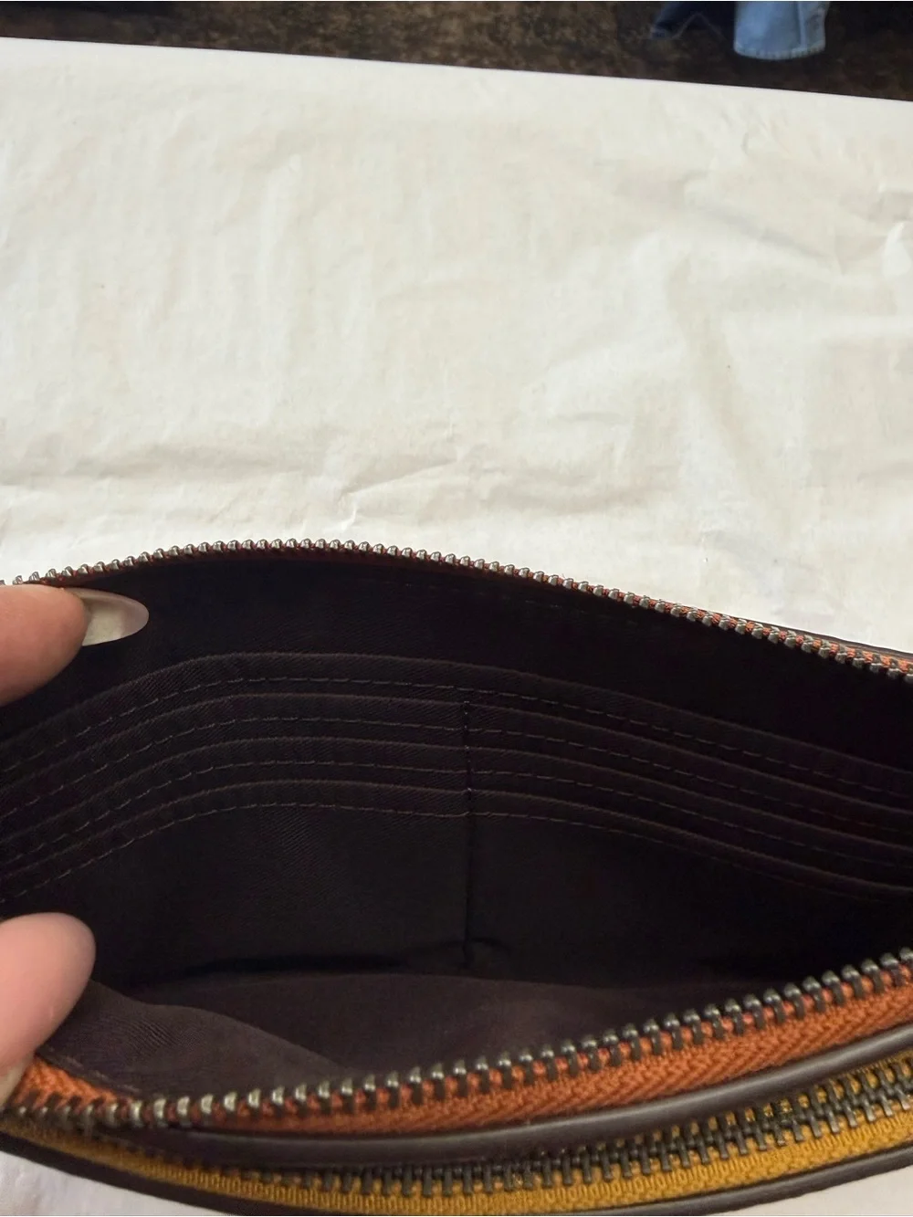 Coach C7368 Double Zip Colorblock Pebbled Leather Wristlet Wallet